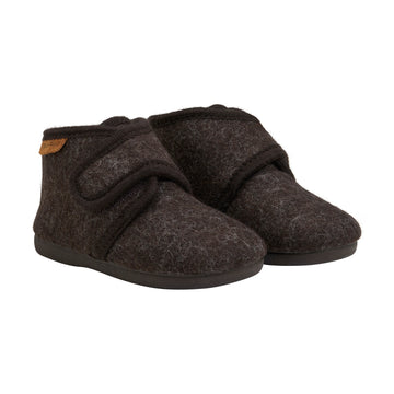 EN FANT - Slippers Wool Velcro, 6474 - Chocolate Melange