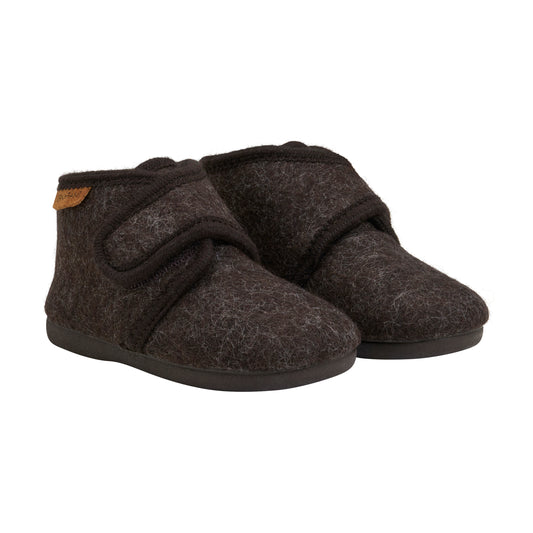 EN FANT - Slippers Wool Velcro, 6474 - Chocolate Melange