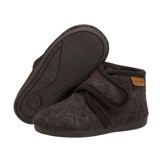 EN FANT - Slippers Wool Velcro, 6474 - Chocolate Melange