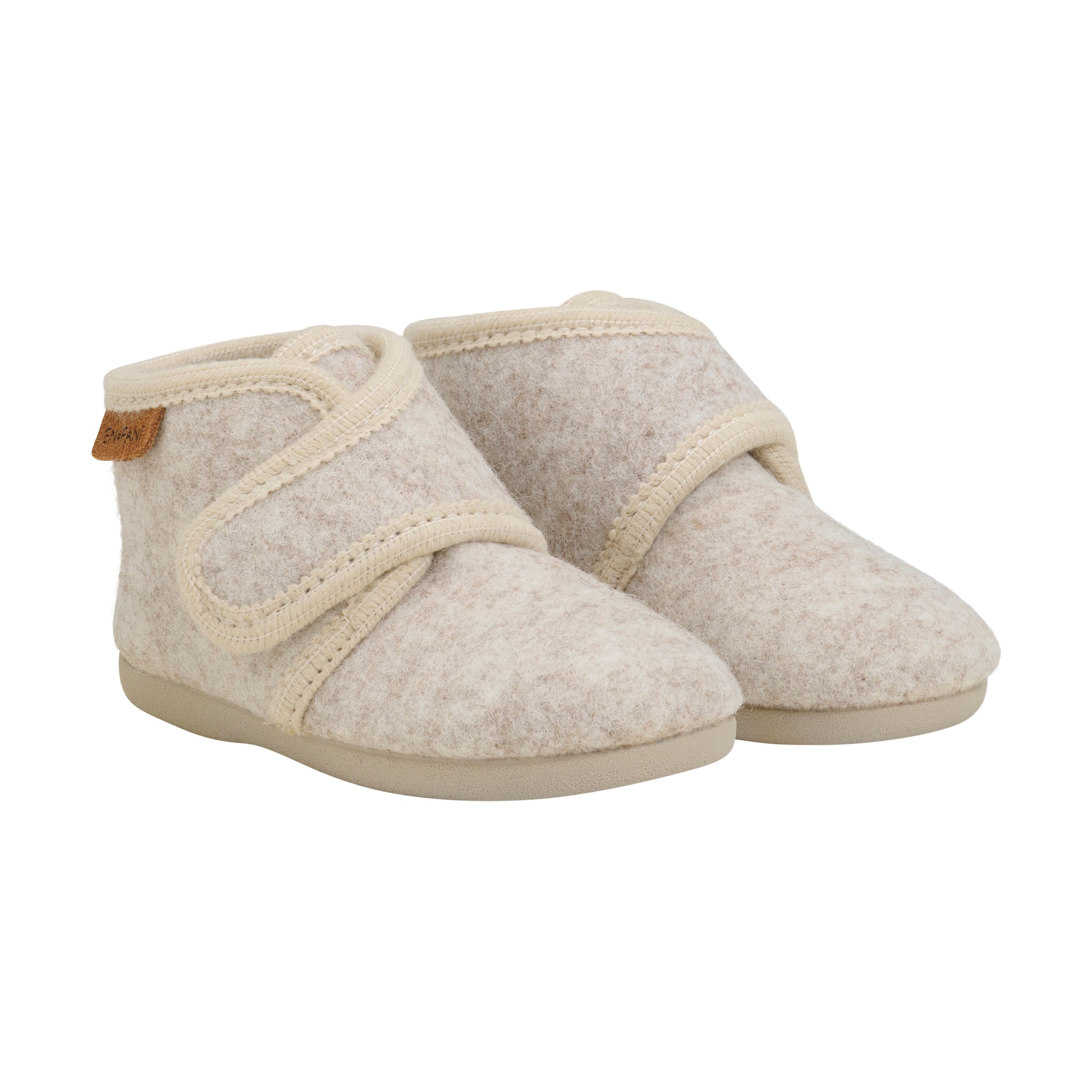 EN FANT - Slippers Wool Velcro, 6474 - Sand Melange