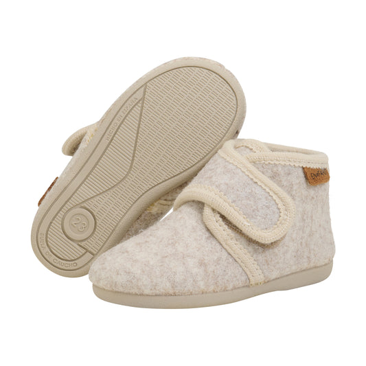 EN FANT - Slippers Wool Velcro, 6474 - Sand Melange