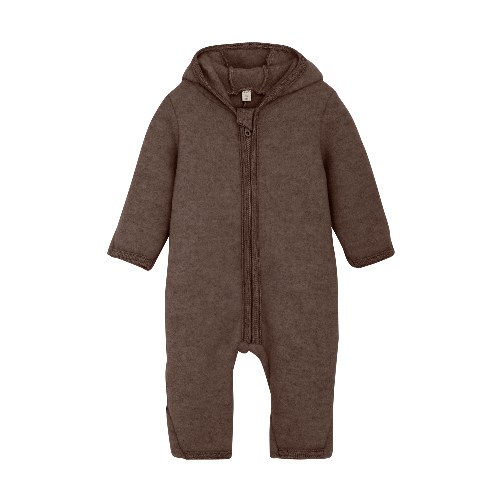 HUTTEliHUT - Pram Suit Ears Wool Fleece, 6488 - Brown Melange