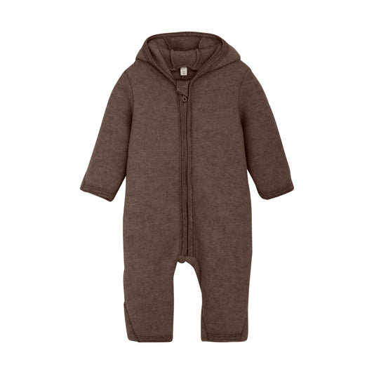HUTTEliHUT - Pram Suit Ears Wool Fleece, 6488 - Brown Melange