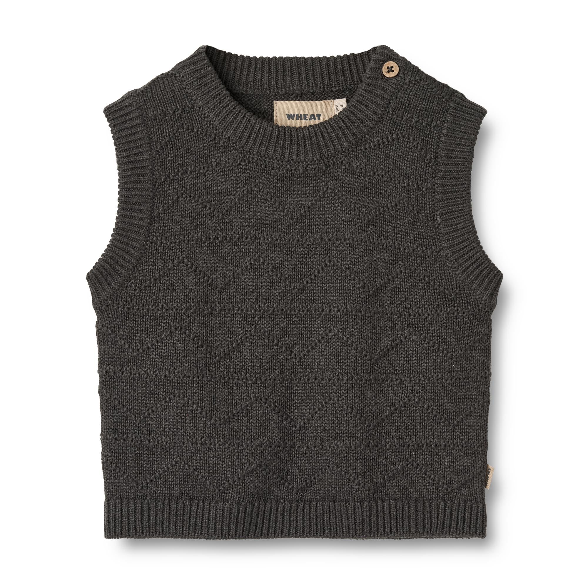 Wheat - Baby Knit Vest Bobby - Raven