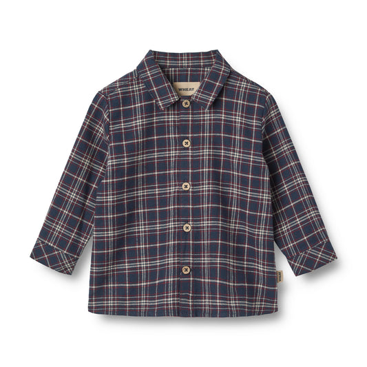 Wheat - Baby Shirt Oscar - Navy Check