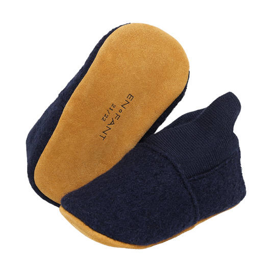 EN FANT - Wool Slippers w. Rib, 6952 - Navy