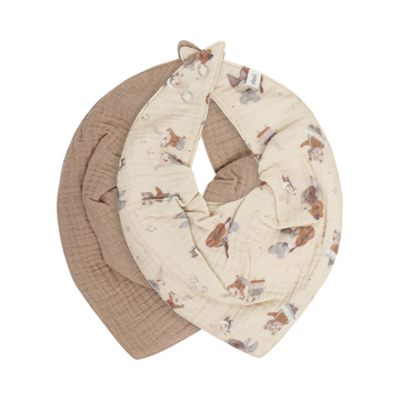 Pippi - Bandana Muslin Savlesmæk AOP 2-pak, 6966 - Mocha Meringue