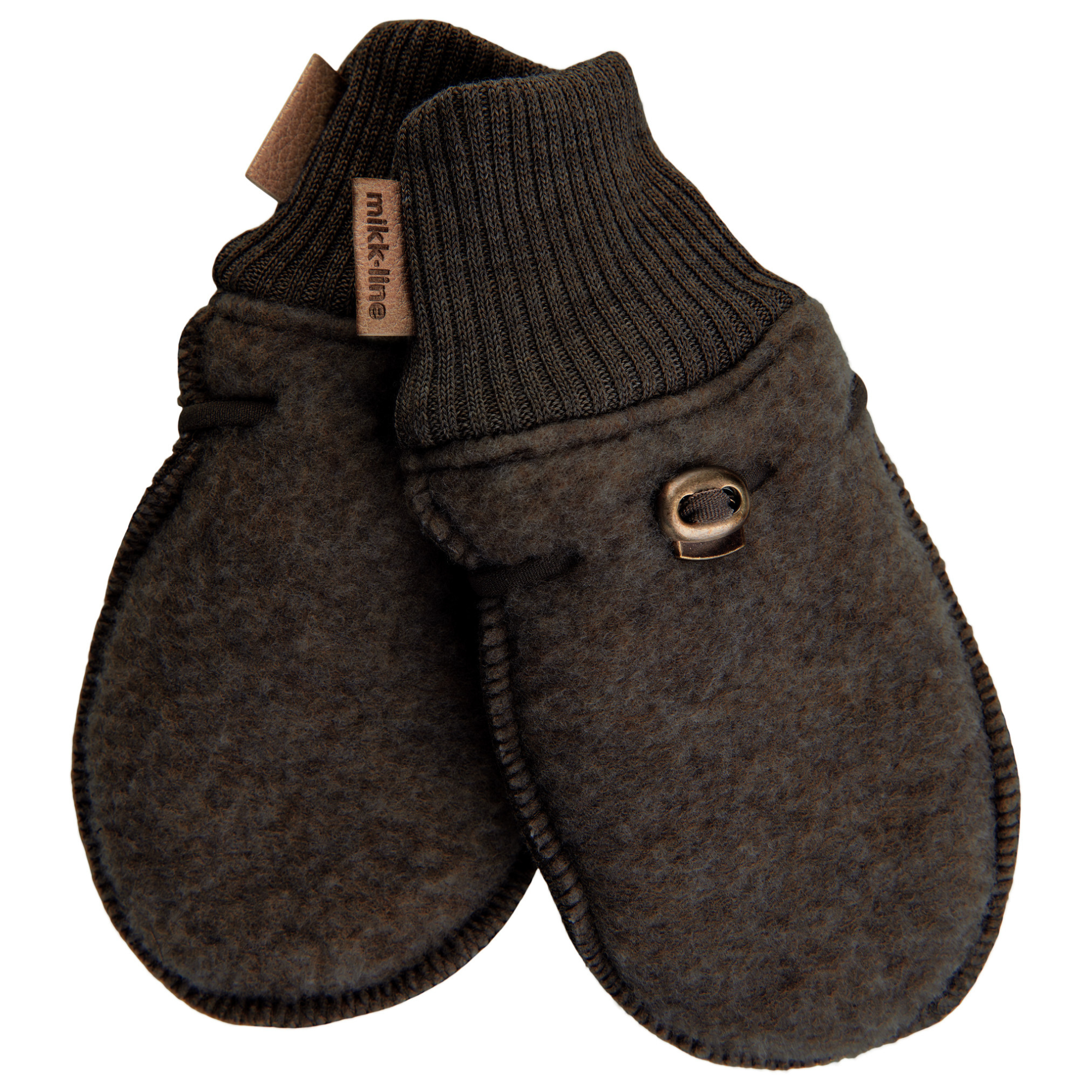 Mikk-Line - Wool Mittens, 9315NOOS_1 - Dark Brown Melange