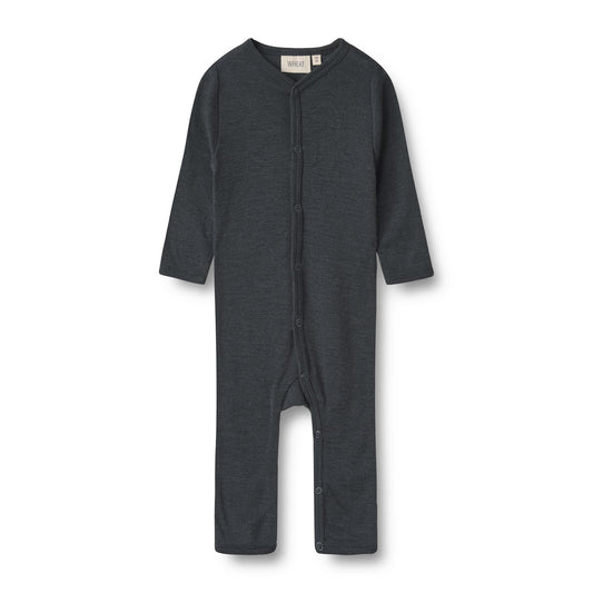 Wheat - Wool Jumpsuit LS Dusty - Navy