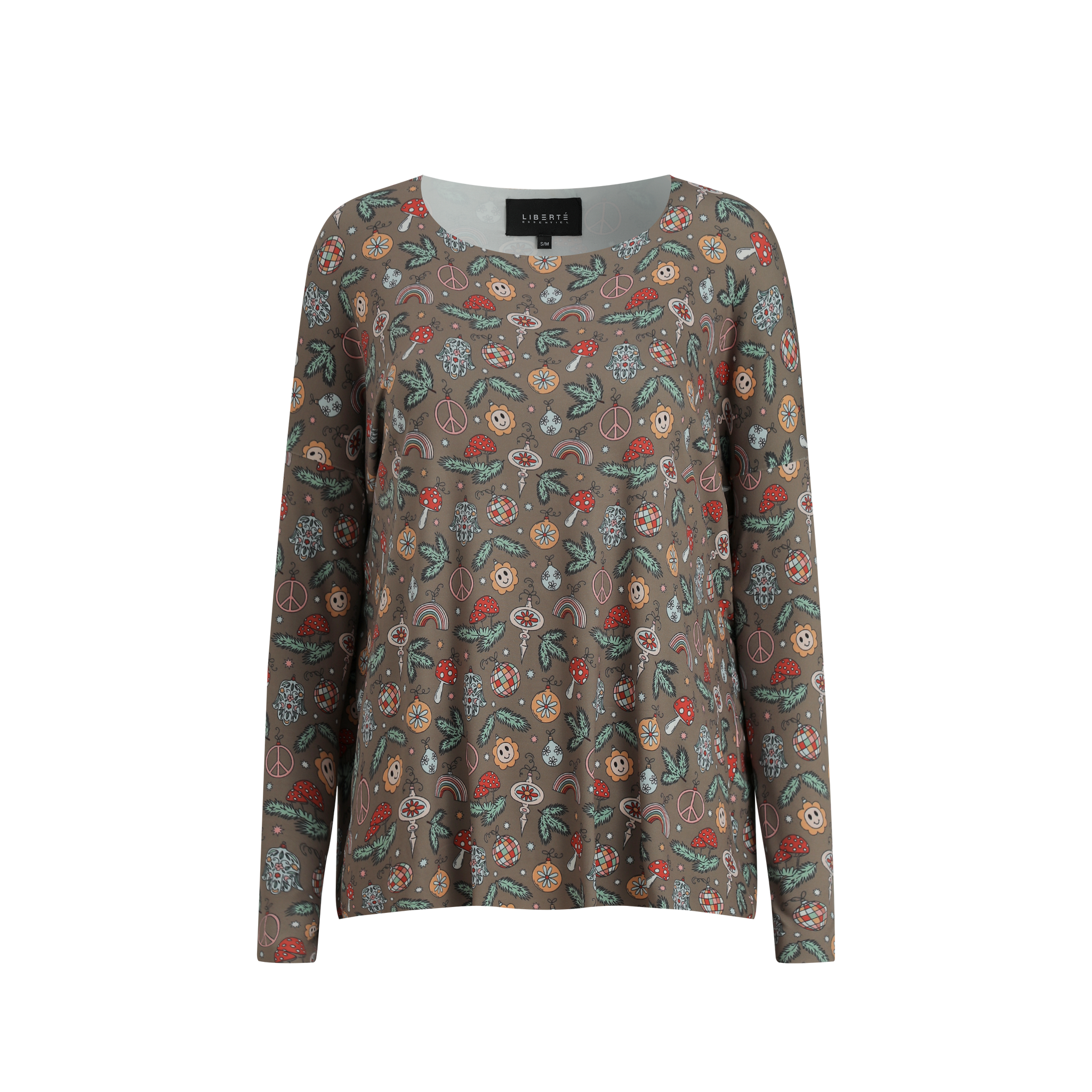 Liberté - Alma LS Top, 9504 - Smiley Peace Brown