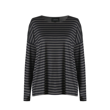 Liberté - Alma LS Top, 9504 - Dark Grey Black Stripe