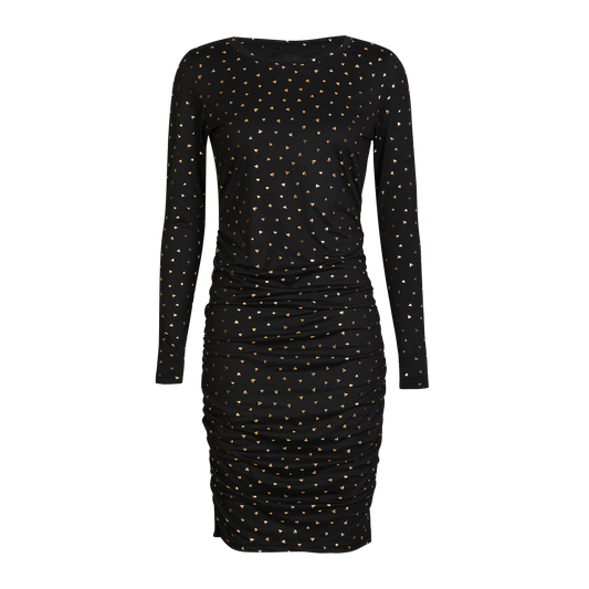 Liberté - Alma Long Dress LS, 9506 - Black Gold Heart