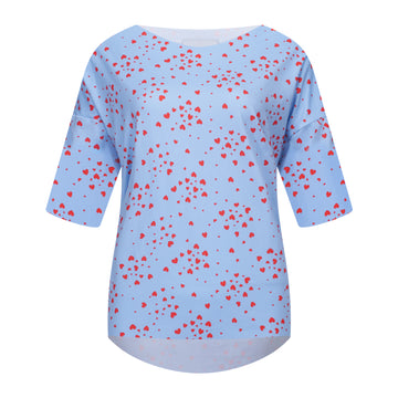 Liberté - Alma T-shirt SS, 9519 - Light Blue Pink Heart