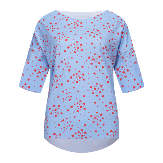 Liberté - Alma T-shirt SS, 9519 - Light Blue Pink Heart