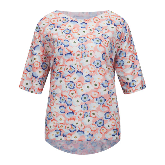 Liberté - Alma T-shirt SS, 9519 - Peachy Blue Flower