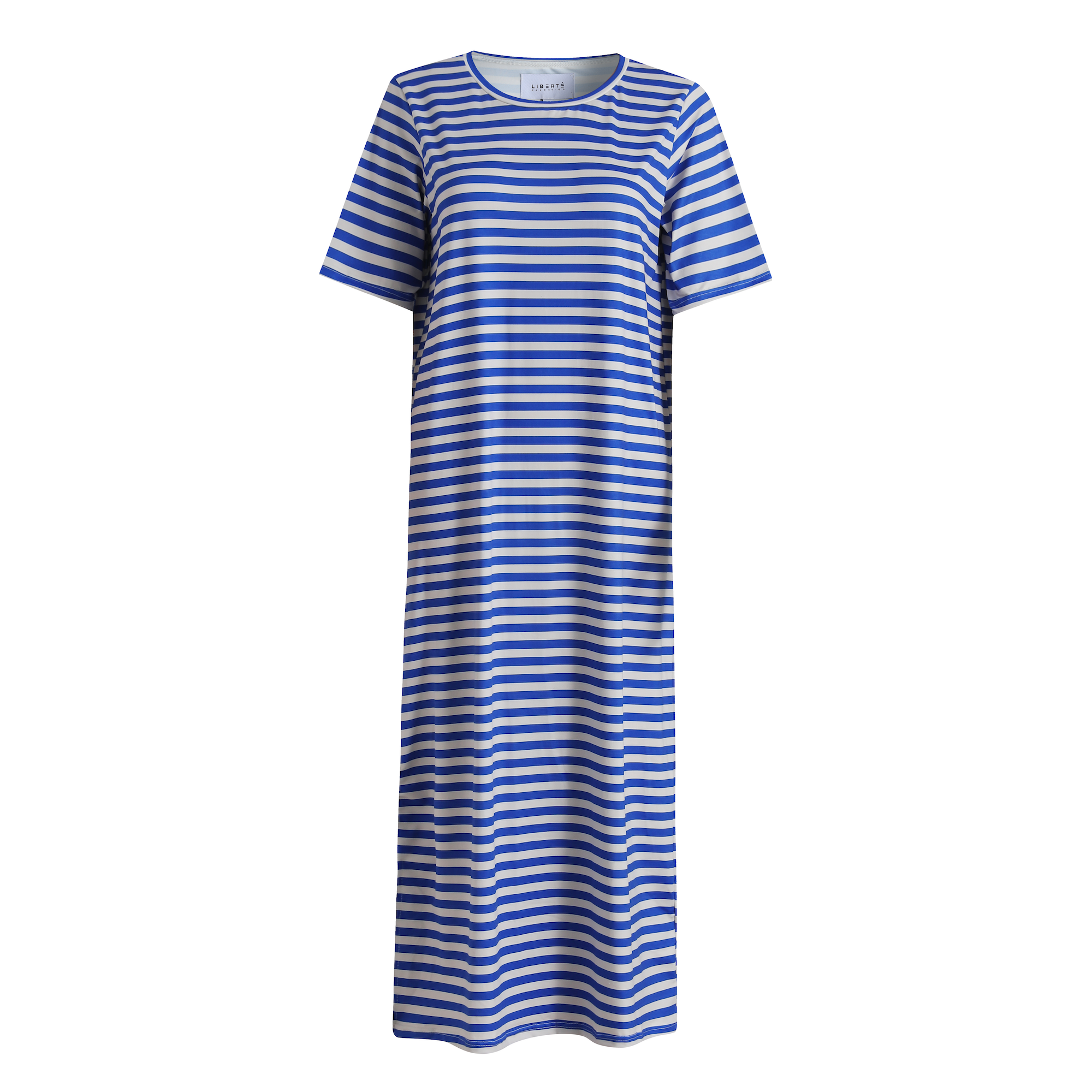 Liberté - Alma T-shirt Dress SS, 9562 - Stripe Ivory Cobolt