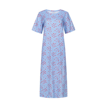 Liberté - Alma T-shirt Dress SS, 9562 - Light Blue Pink Heart