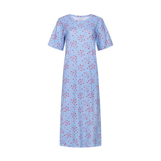 FORUDBESTILLING // Liberté - Alma T-shirt Dress SS, 9562 - Light Blue Pink Heart (Levering ca. uge 23/24)