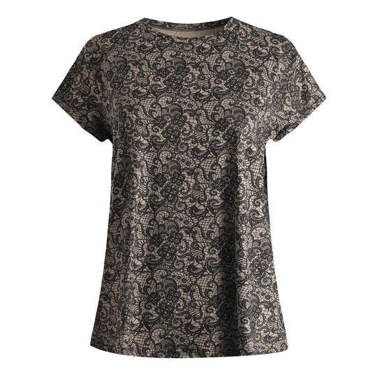 Liberté - Alma U T-shirt SS, 9581 - Mocca Brown Lace