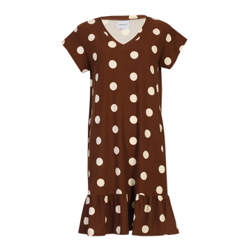 Liberté - Alma U T-shirt Frill Dress, 9593 - Brown Creme Dot