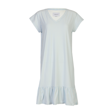 Liberté - Alma U T-shirt Frill Dress, 9593 - Light Blue Creme Small Stripe
