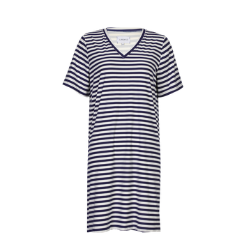 Liberté - Alma V-Neck T-shirt Dress SS, 9594 - Blue Creme Stripe