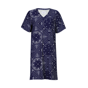 Liberté - Alma V-Neck T-shirt Dress SS, 9594 - Blue Scarf