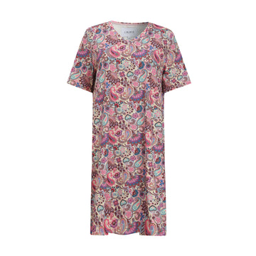 Liberté - Alma V-Neck T-shirt Dress SS, 9594 - Pink Paisley