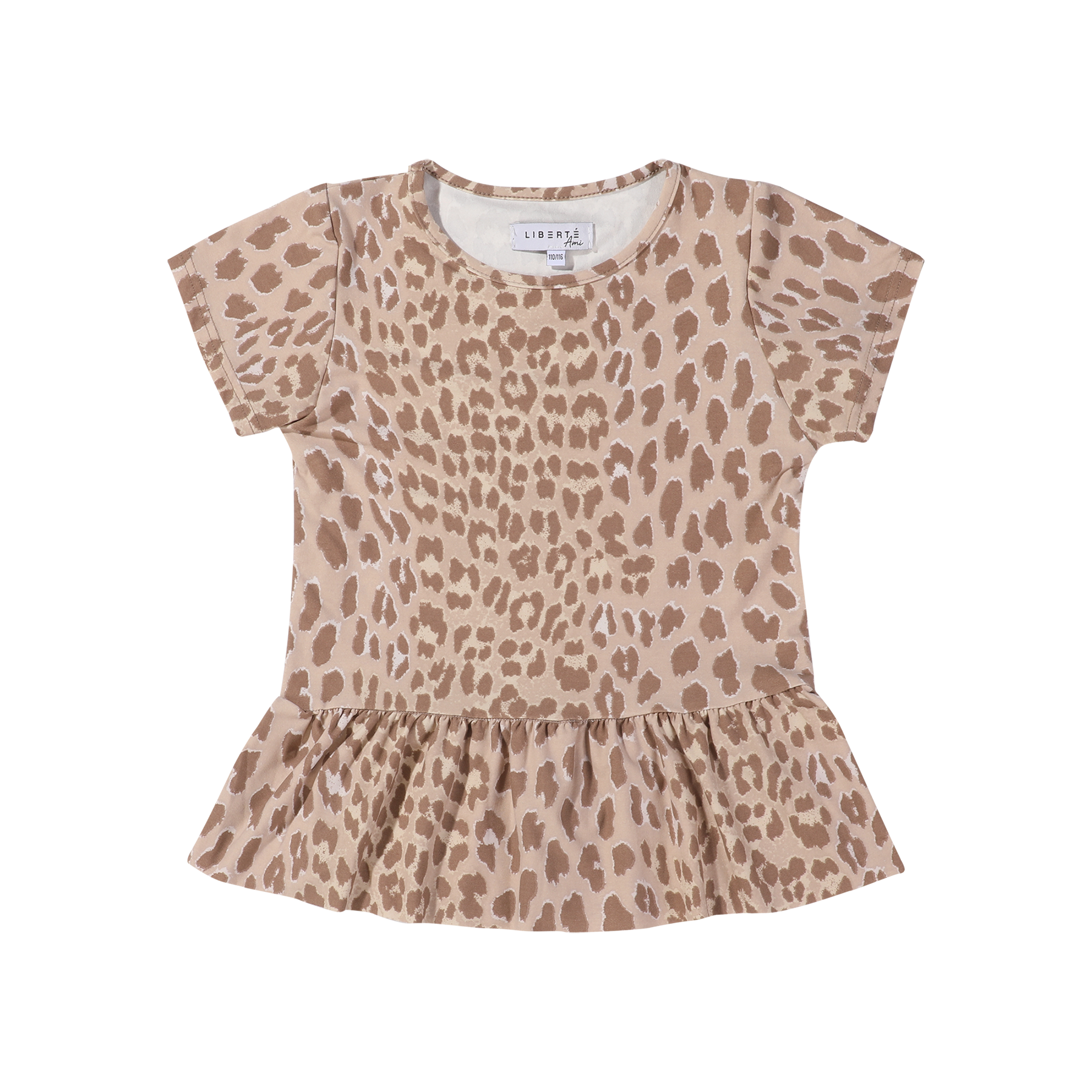 Liberté - Alma KIDS SS Frill T-shirt, 9649 - Desert Lux Leo