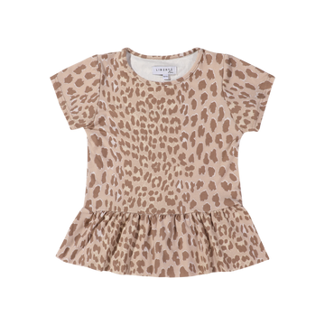 Liberté - Alma KIDS SS Frill T-shirt, 9649 - Desert Lux Leo