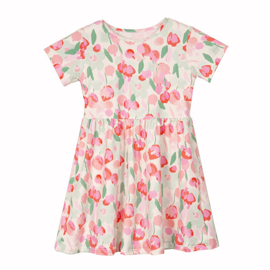 Liberté - Alma KIDS Babydoll Dress SS, 9652 - Mint Pink Flower