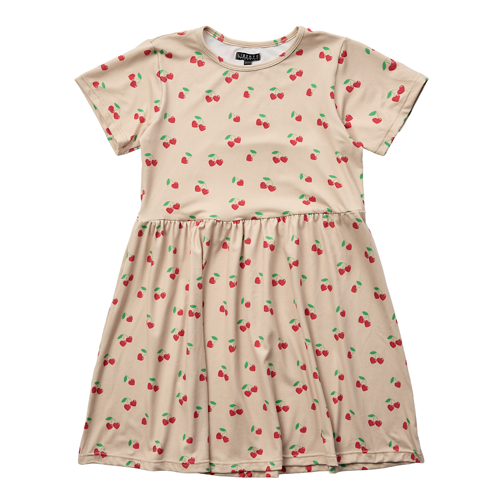 Liberté - Alma KIDS Babydoll Dress SS, 9652 - Sand Heart Cherry