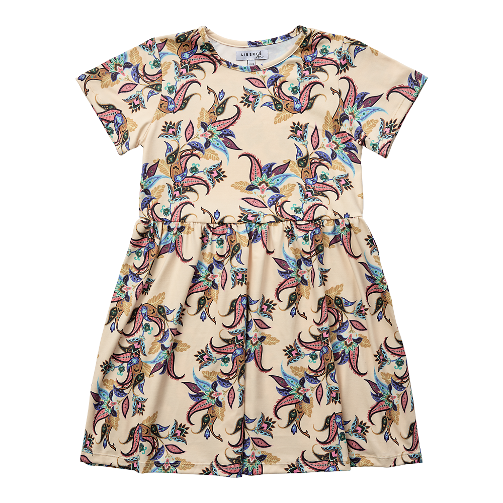 Liberté - Alma KIDS Babydoll Dress SS, 9652 - Vanilla Multicolor Paisley