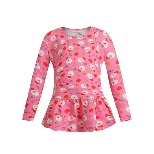 Liberté - Alma KIDS LS Frill T-shirt, 9654 - Santa Pink