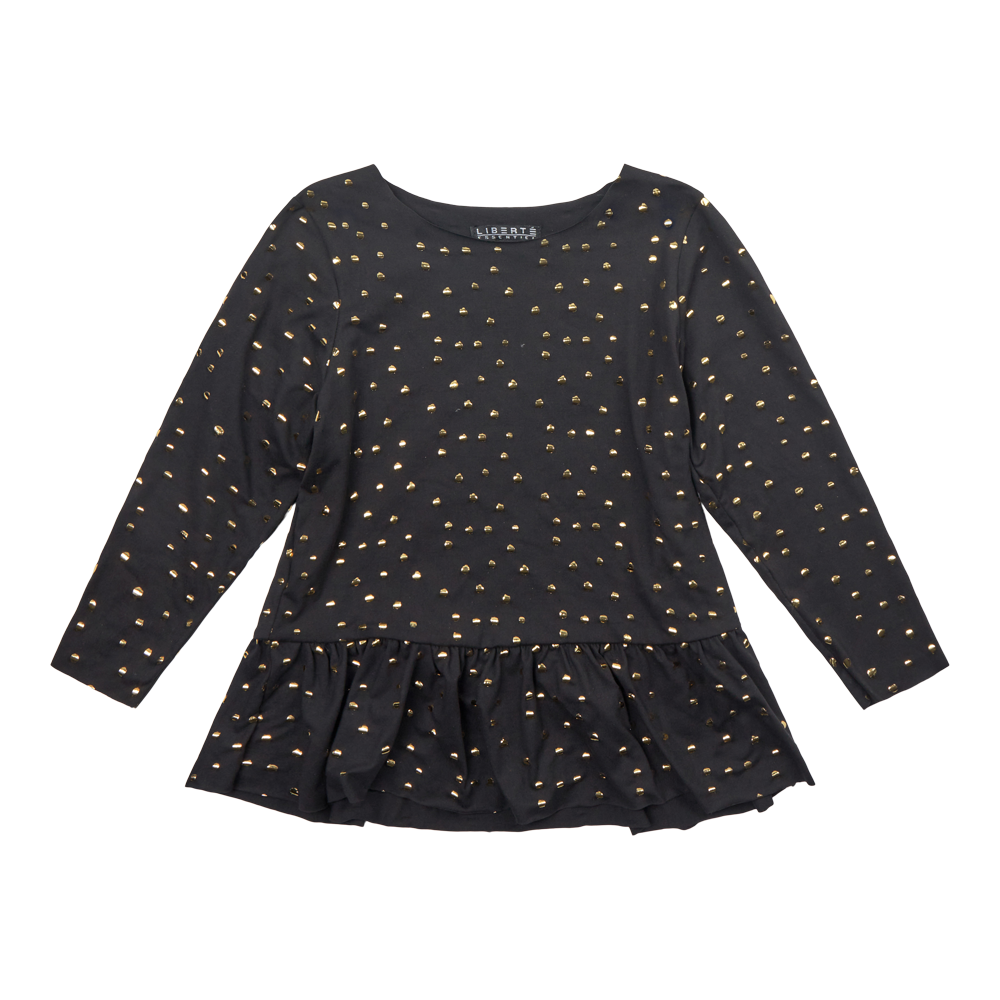 Liberté - Alma KIDS LS Frill T-shirt, 9654 - Black Gold Dot 2