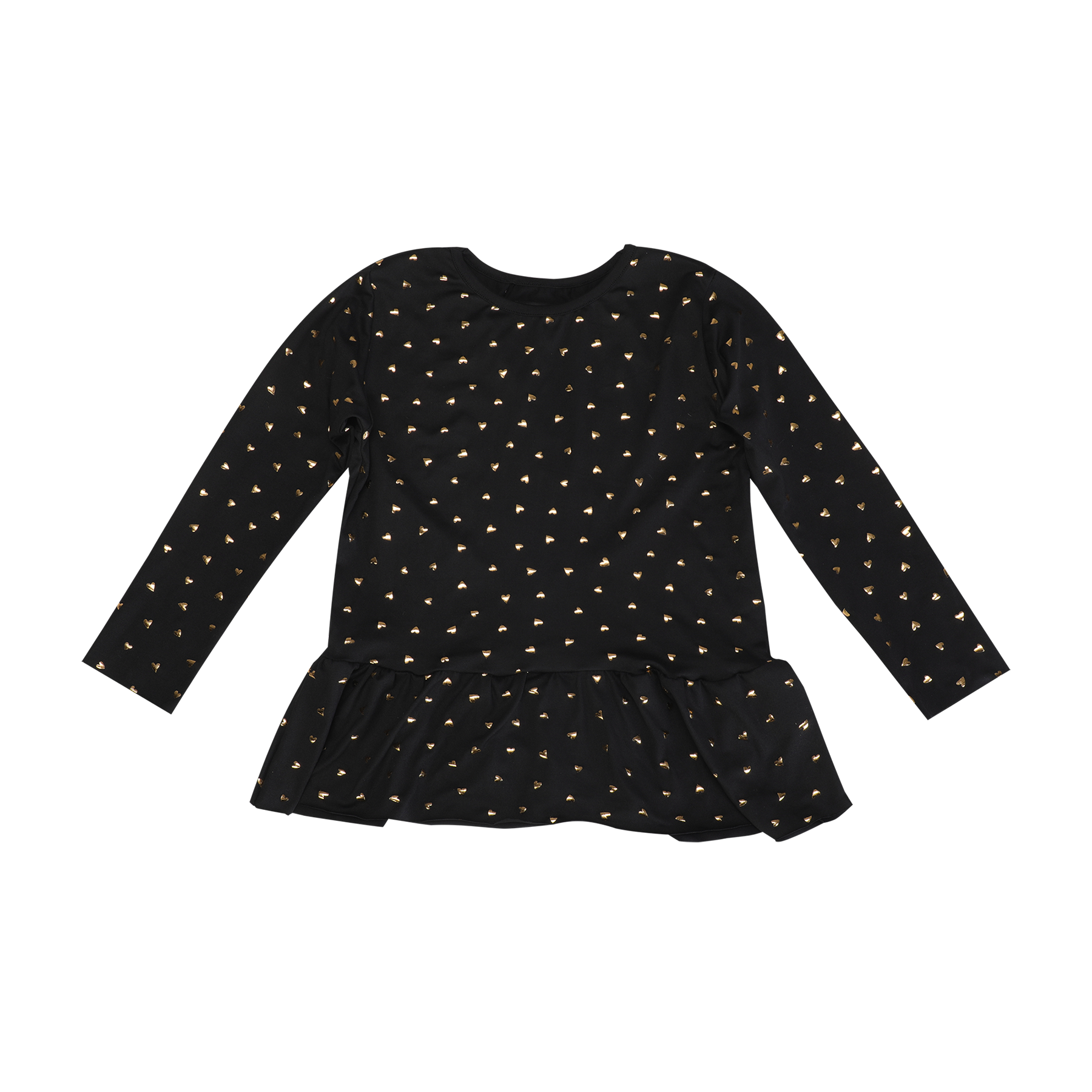 Liberté - Alma KIDS LS Frill T-shirt, 9654 - Black Gold Heart