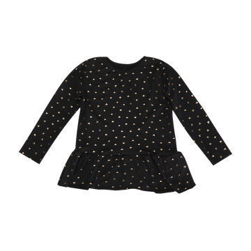 Liberté - Alma KIDS LS Frill T-shirt, 9654 - Black Gold Heart
