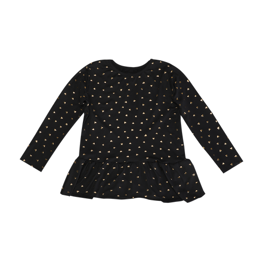 Liberté - Alma KIDS LS Frill T-shirt, 9654 - Black Gold Heart