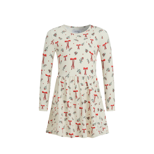 Liberté - Alma KIDS LS Babydoll Dress, 9658 - Red Bow Creme
