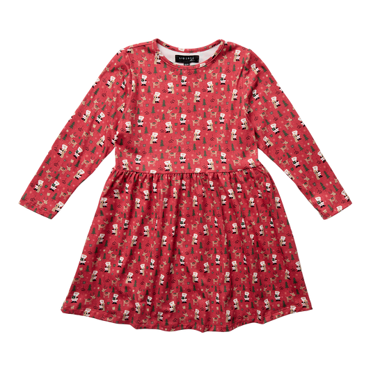 Liberté - Alma KIDS LS Babydoll Dress, 9658 - Santas Wishlist Red X-Mas
