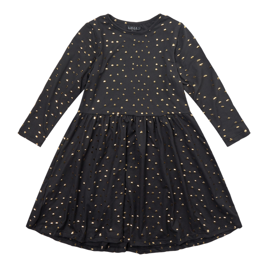 Liberté - Alma KIDS LS Babydoll Dress, 9658 - Black Gold Dot 2