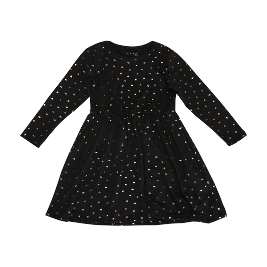 Liberté - Alma KIDS LS Babydoll Dress, 9658 - Black Gold Heart