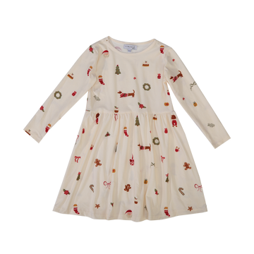 Liberté - Alma KIDS LS Babydoll Dress, 9658 - Dog Creme