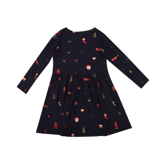 FORUDBESTILLING // Liberté - Alma KIDS LS Babydoll Dress, 9658 - Dog Navy (Forventet levering uge 42)