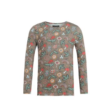 Liberté - Alma KIDS LS T-Shirt, 9659 - Smiley Peace Brown