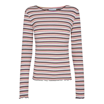 Liberté - Natalia Round Neck Blouse LS, 9914 - Pink Gold Lurex Stripe