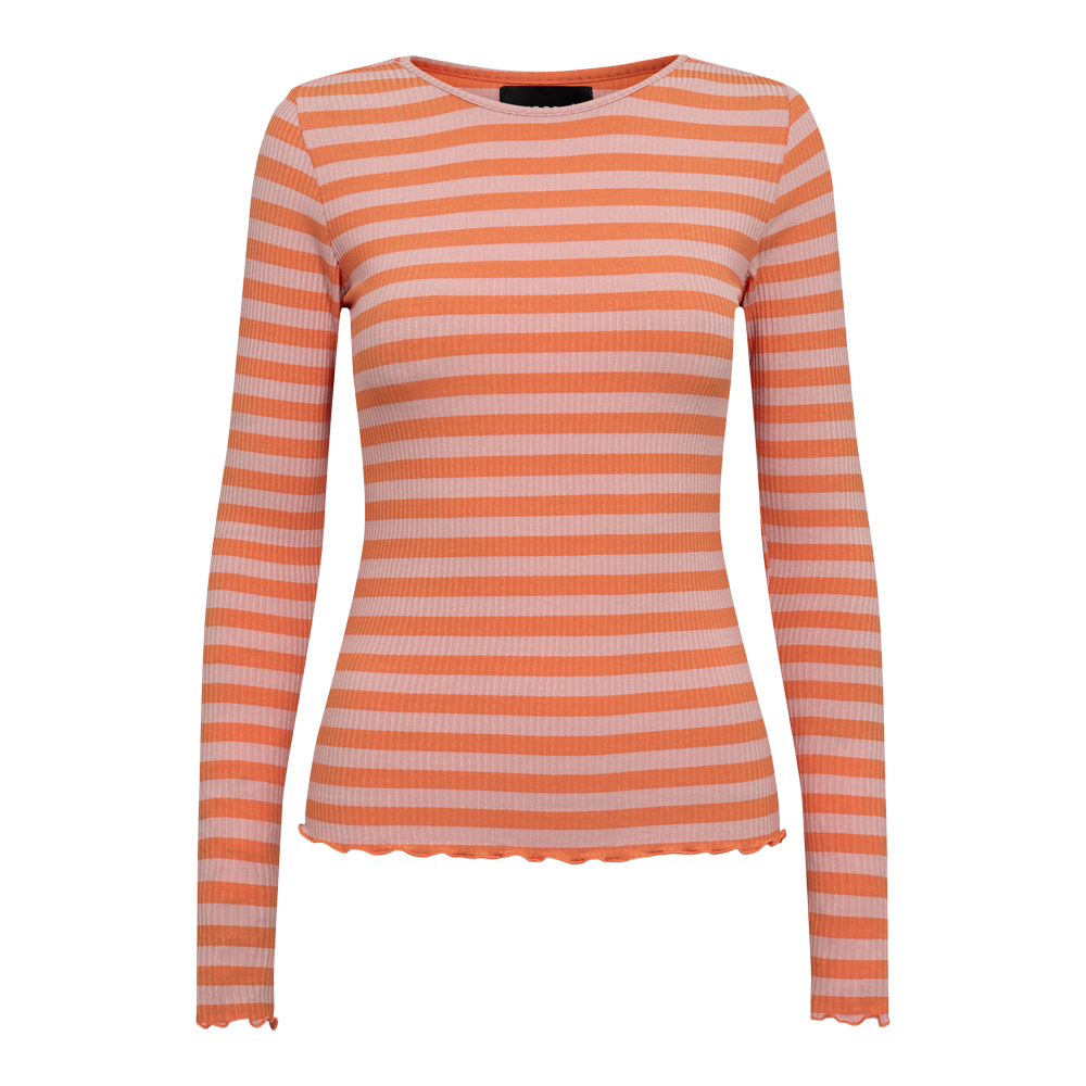 Liberté - Natalia Round Neck Blouse LS, 9914 - Rose Orange Stripe