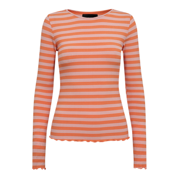 Liberté - Natalia Round Neck Blouse LS, 9914 - Rose Orange Stripe