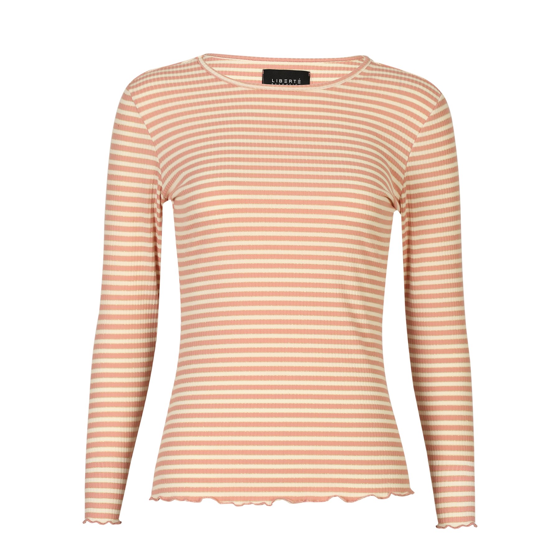 Liberté - Natalia LS Round Neck Blouse, 9914 - Rose Creme Gold Stripe