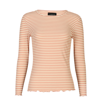 Liberté - Natalia LS Round Neck Blouse, 9914 - Rose Creme Gold Stripe